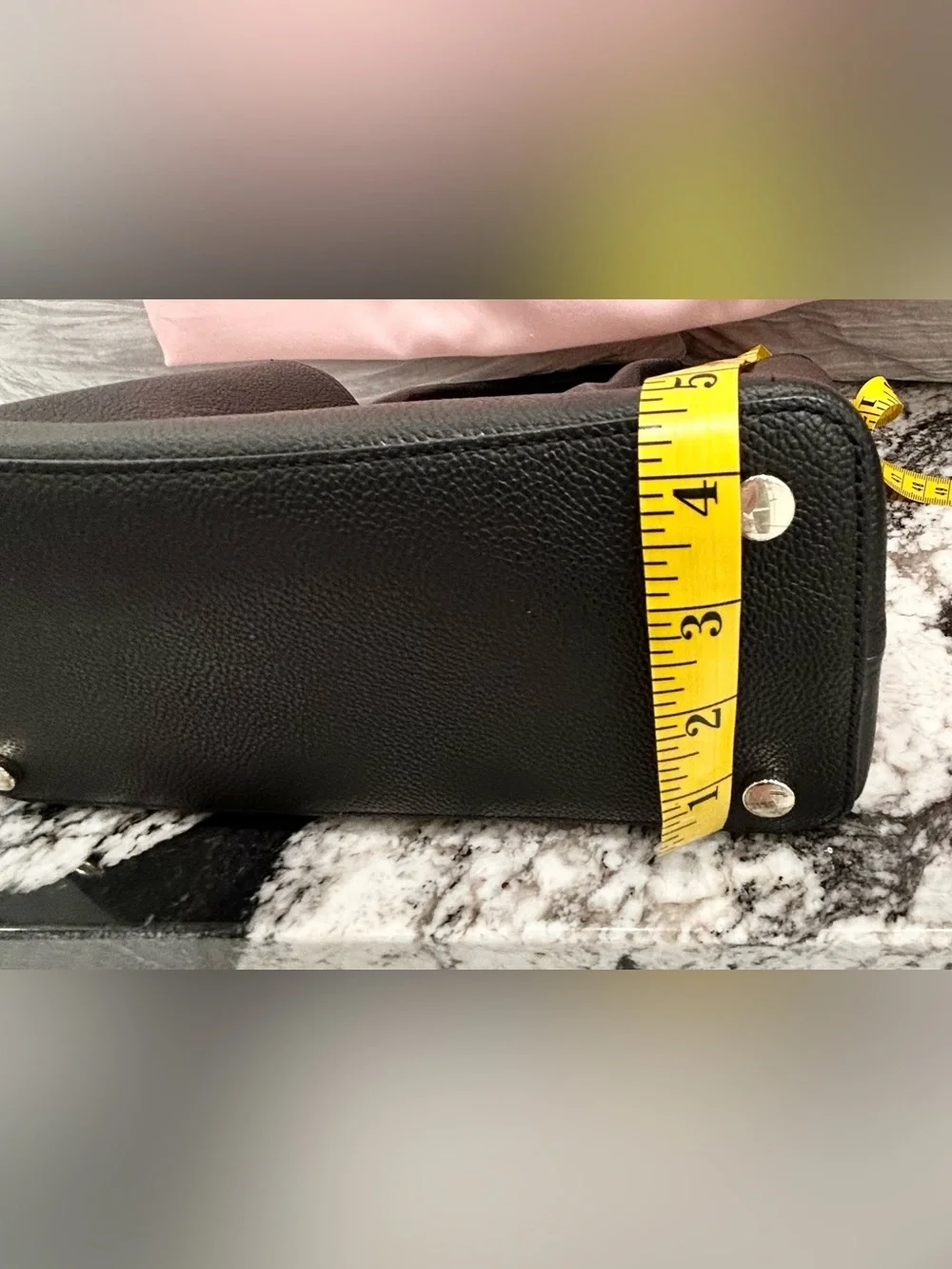 kate spade Black Pebbled Leather Satchel with Light Gray Trim